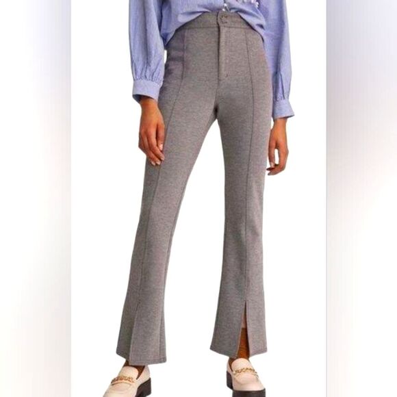 Maeve Anthropologie Wide Leg Pants High Waist Seam Ankle Slit Trousers Plaid 14 - Picture 1 of 14